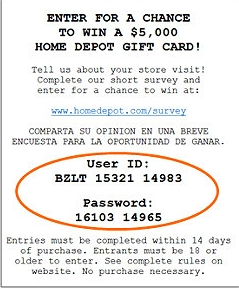 home depot receipt
