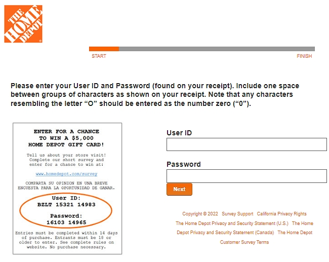 www.homedepot.com/survey homepage