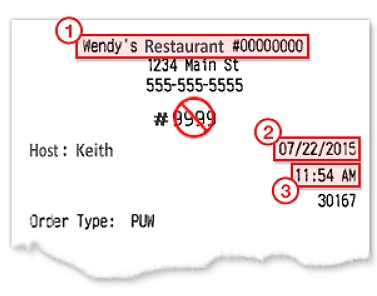 wendy’s sample receipt